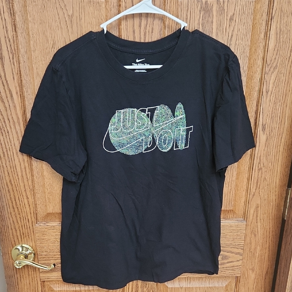 Nike Black Tee with Green Just Do It Graphic